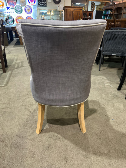 Gray Fabric Contrast Piping Dining Chair