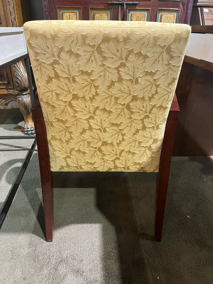 Gold Floral Fabric & Wood Frame Chair