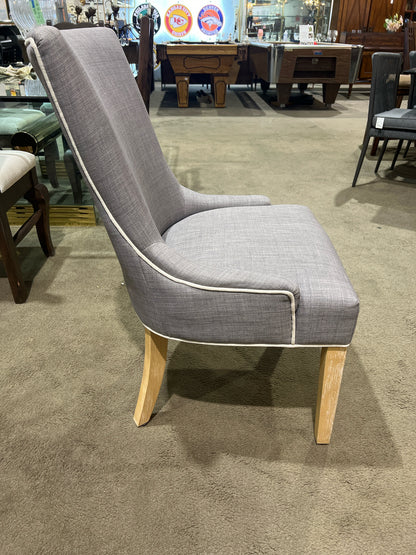 Gray Fabric Contrast Piping Dining Chair