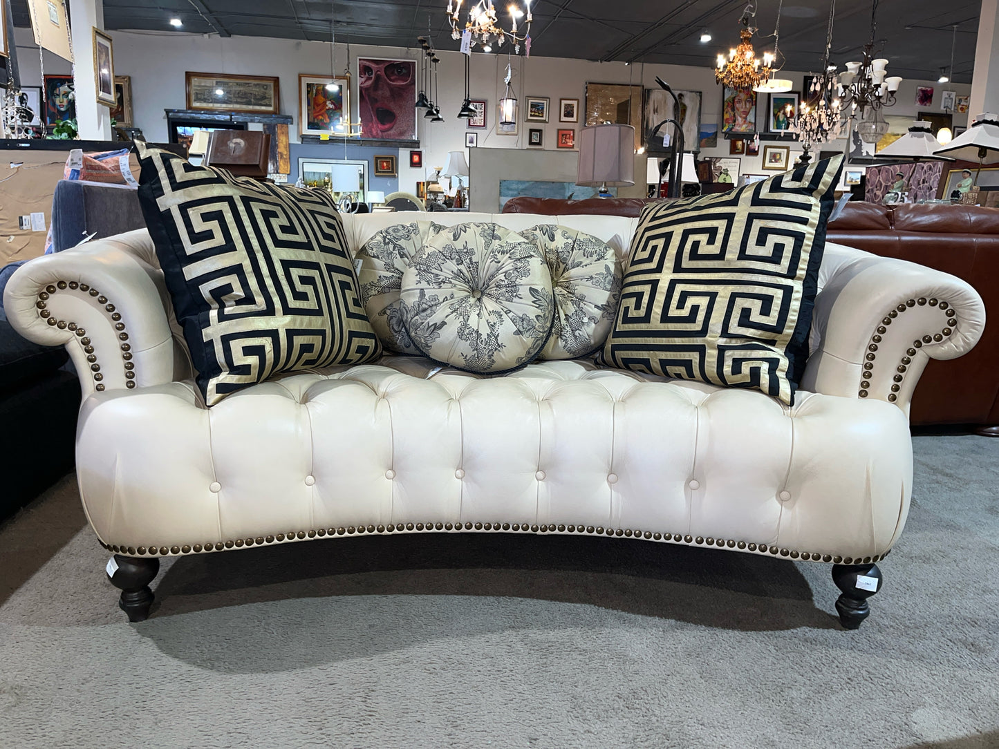 Natuzzi Cream Chesterfiled Sofa