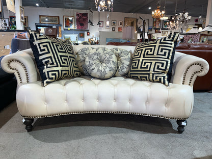Natuzzi Cream Chesterfiled Sofa