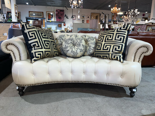 Natuzzi Cream Chesterfiled Sofa