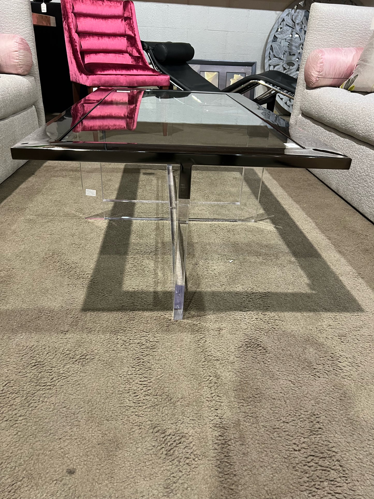 Black Acrylic & Glass Top Coffee Table
