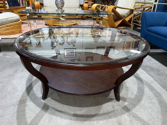 Ethan Allen Round Glass Top Coffee Table