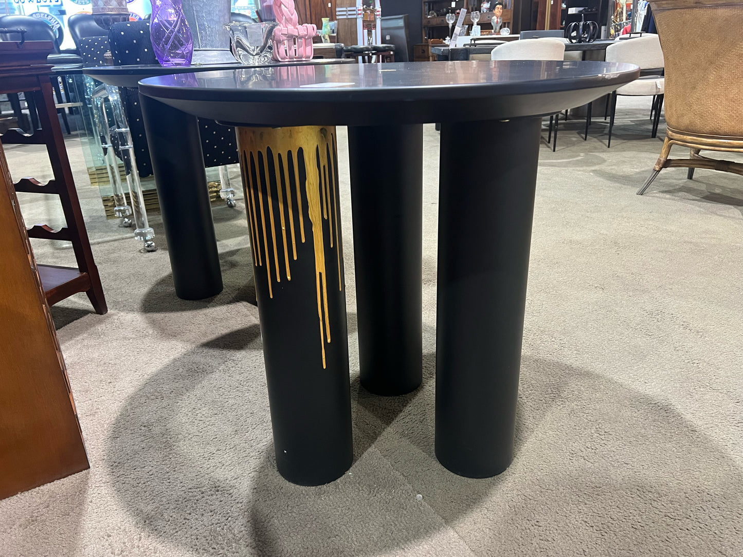 Black & Gold Wood Candle Style End Table