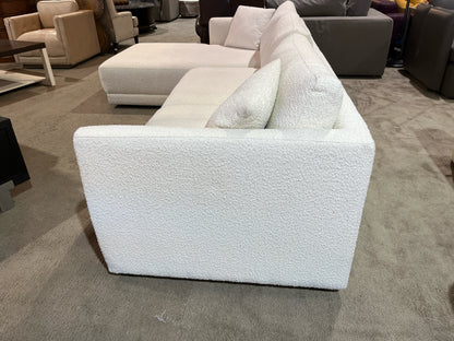 White Boucle Fabric Sectional Sofa Set