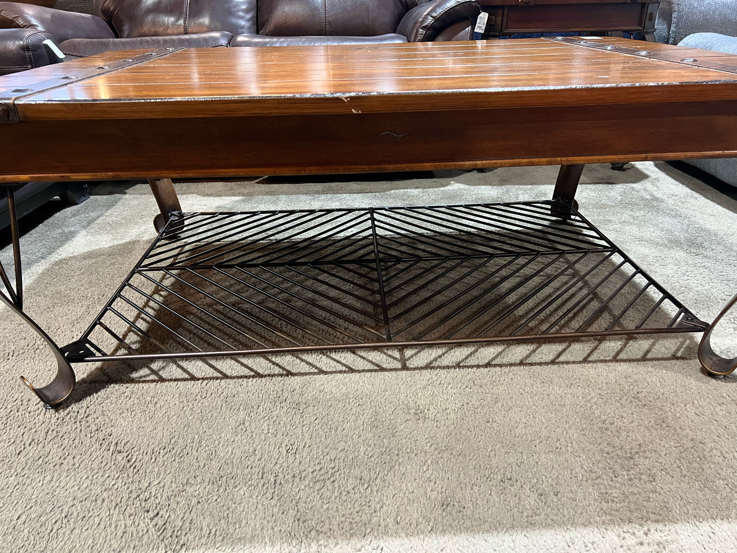 Wood Top & Metal Base Coffee Table
