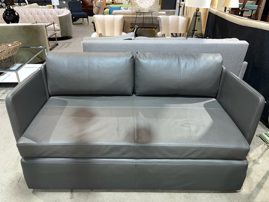 Poltrona Frau Dark Gray Leather Modern Sleeper Sofa