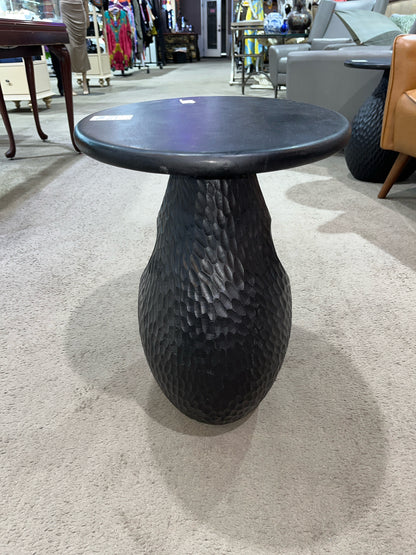 Black Carved Oval Side Table