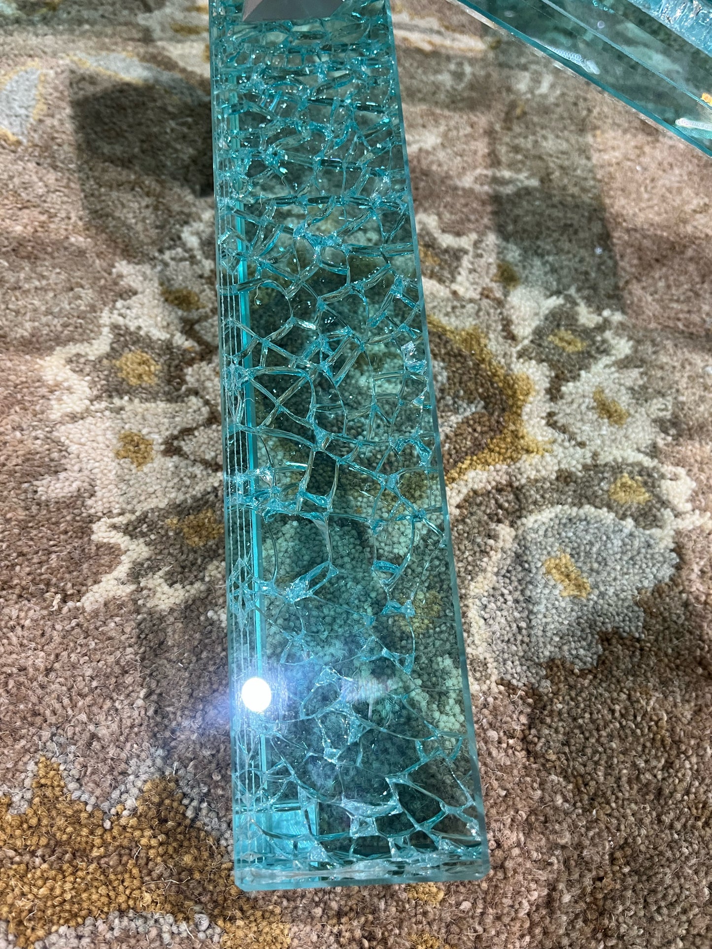 Abstract Crackled Glass "Jack Base" Coffee Table