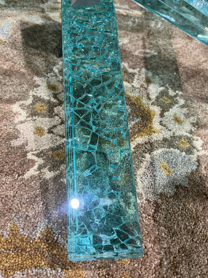 Abstract Crackled Glass "Jack Base" Coffee Table