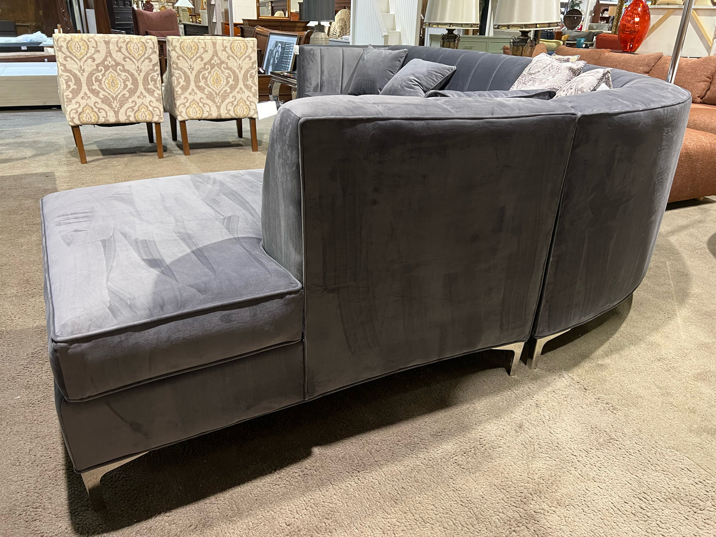 Channel Grey Sectional Tufted Fabric