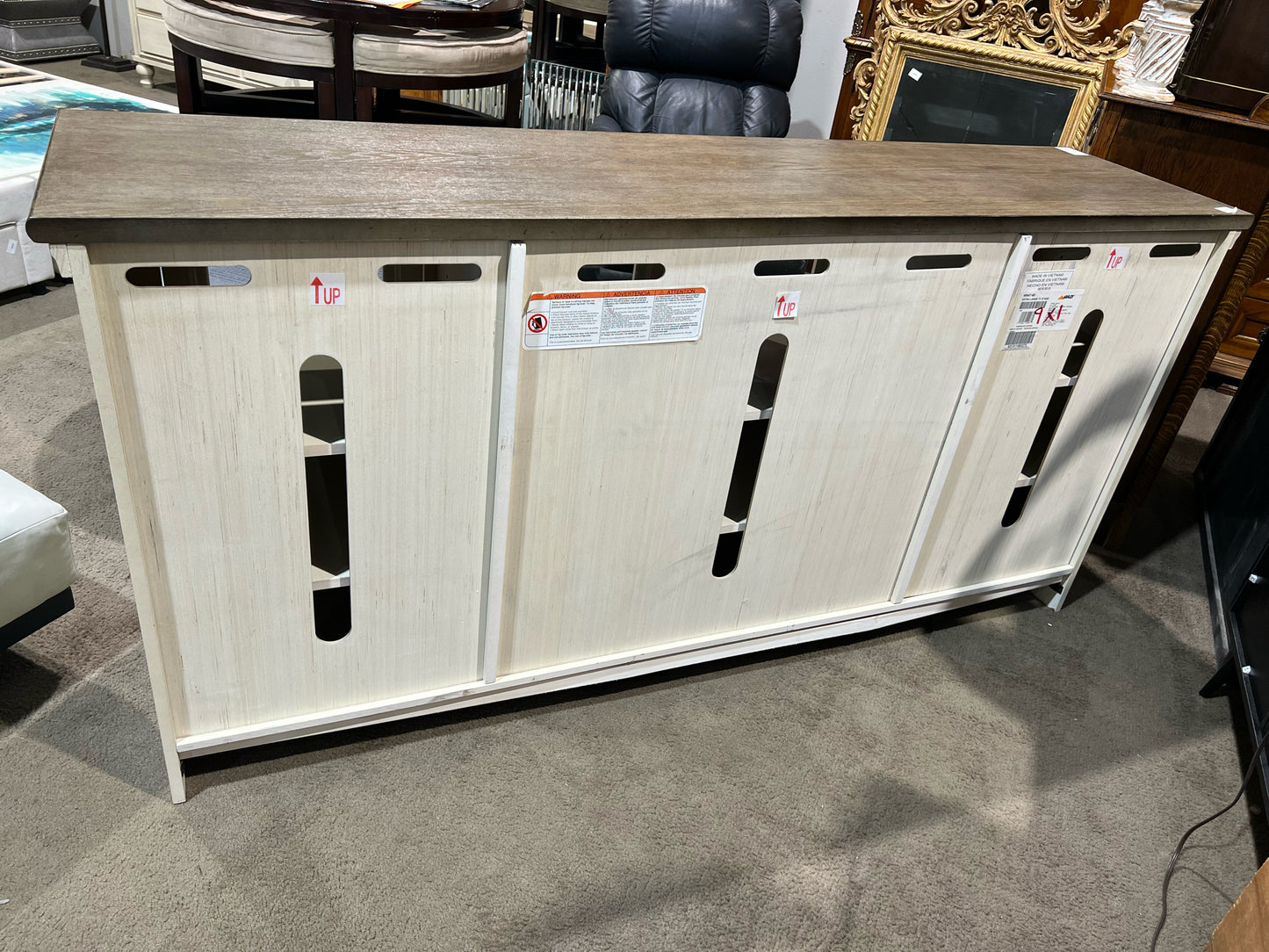 Ashley Furniture 4 Door Gray Wood "Bolanburg" Media Console