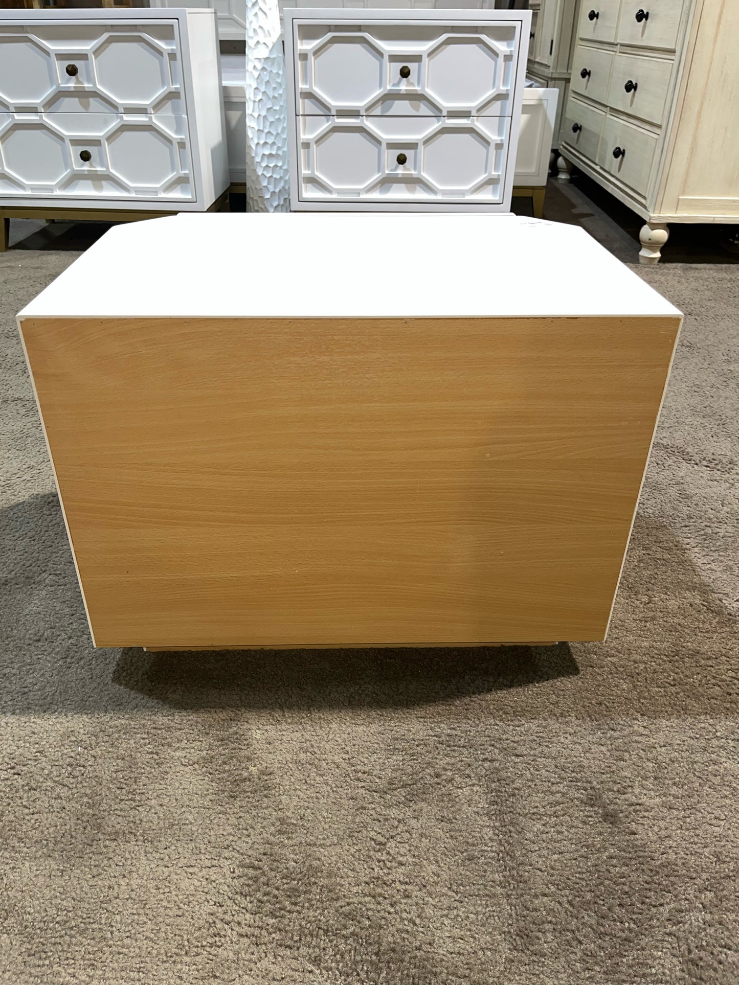Vanilla Two Drawer Lacquered Nightstand