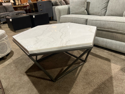 Steve SIlver Marble Top Metal Frame Coffee Table