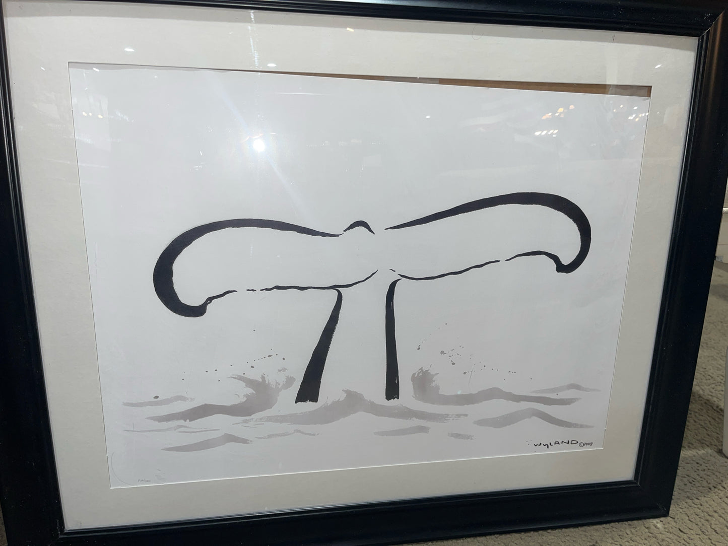 Wyland "Whale Tail" Painting in Black Frame