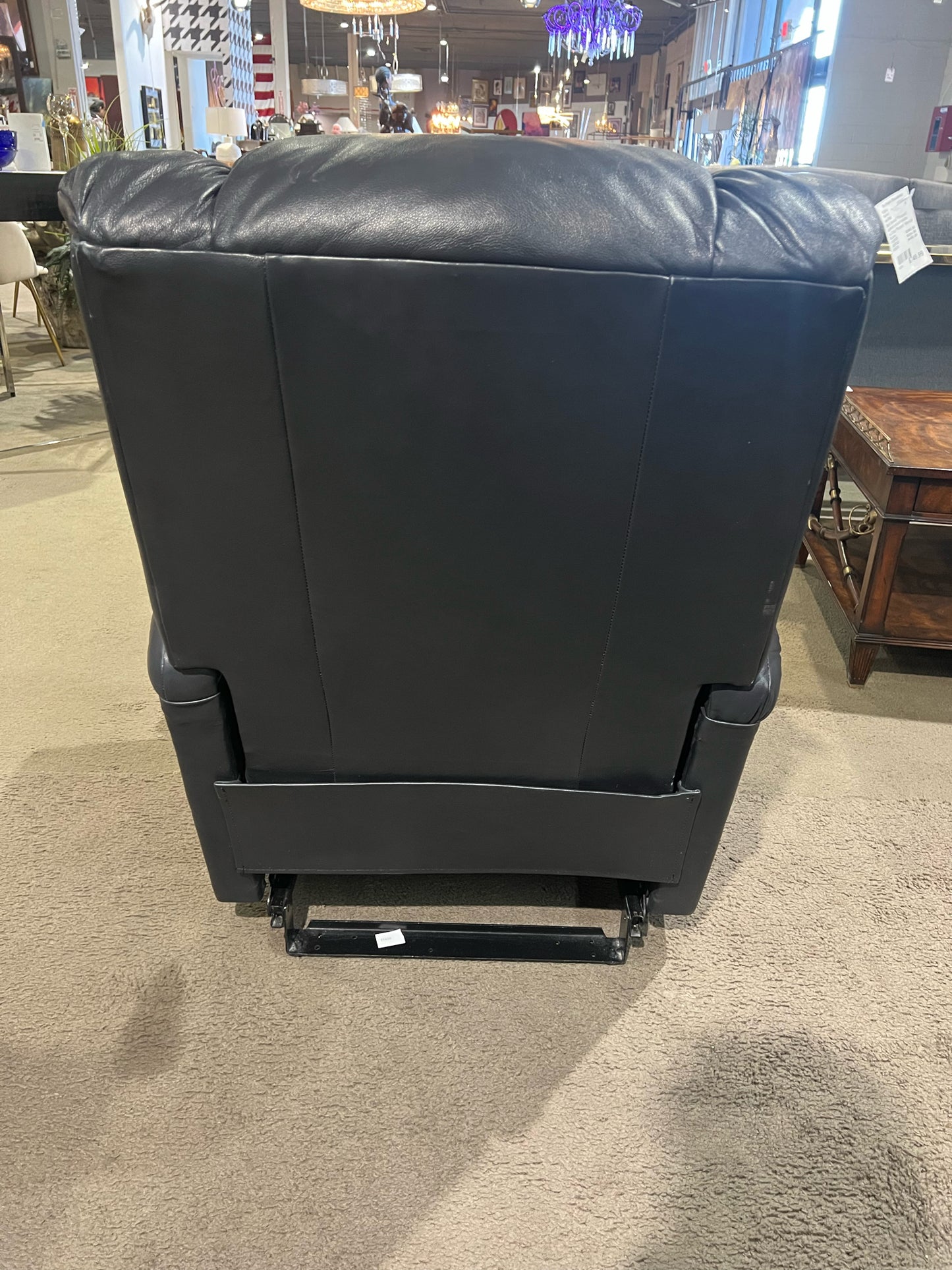 La-Z-Boy Black Leather & Wood Handle "Pinnacle" Manual Recliner