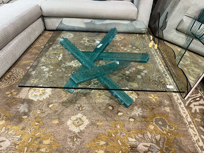Abstract Crackled Glass "Jack Base" Coffee Table