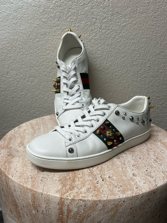 Gucci White Leather "Ace Punk" Shoes