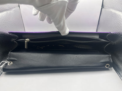 Black Envelope Clutch With Purple Accents