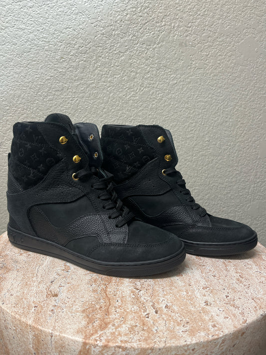 Louis Vuitton Black Suede High Top Sneakers