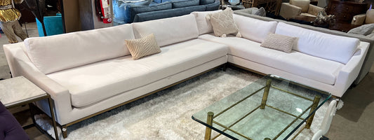 Restoration Hardware 2 Piece  White Fabric "Italia Slope" Sectional