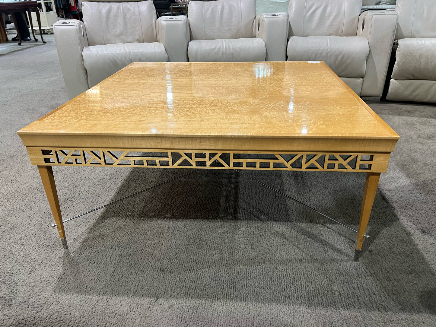 1980's Neidermeir Birdseye Maple "Fret" Coffee Table