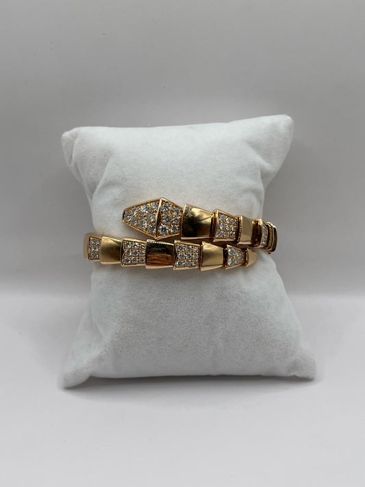 Bulgari 18K Rose Gold & Diamond "Serpenti Scaglie" Bracelet