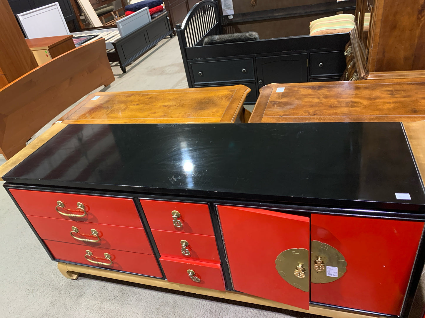 Kent Coffey Red & Black Asian Credenza