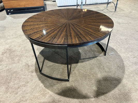 Round Veneered Wood Coffee Table