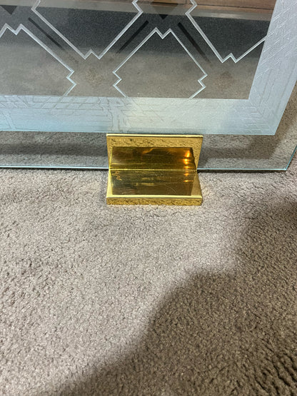 Cut Glass Fireplace Screen w/ Gold Base