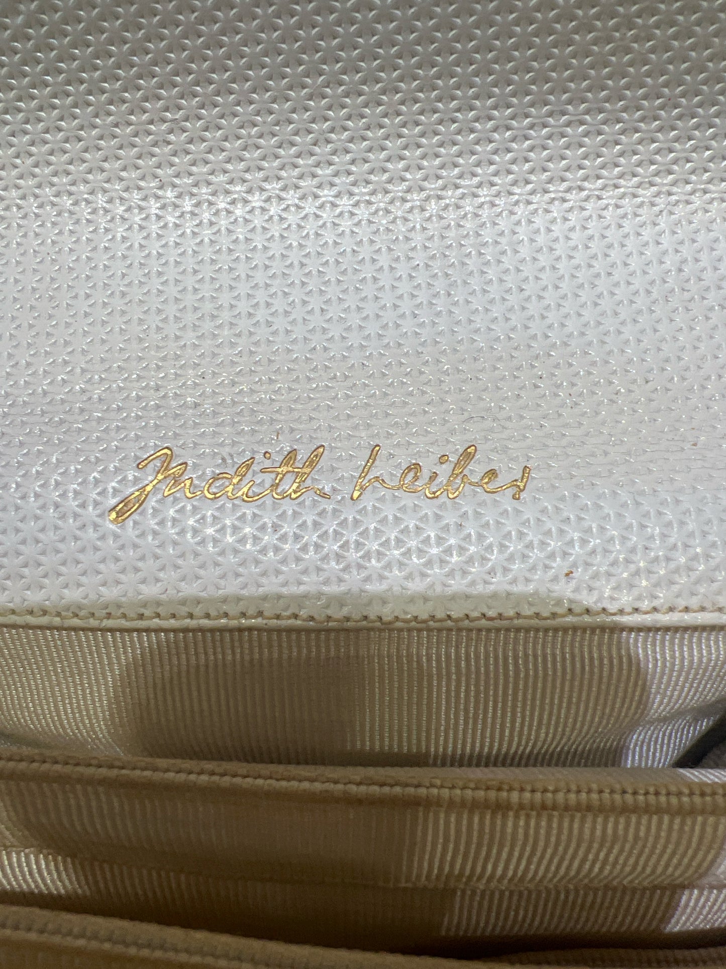 Vintage Judith Leiber Beige Textured Leather Purse