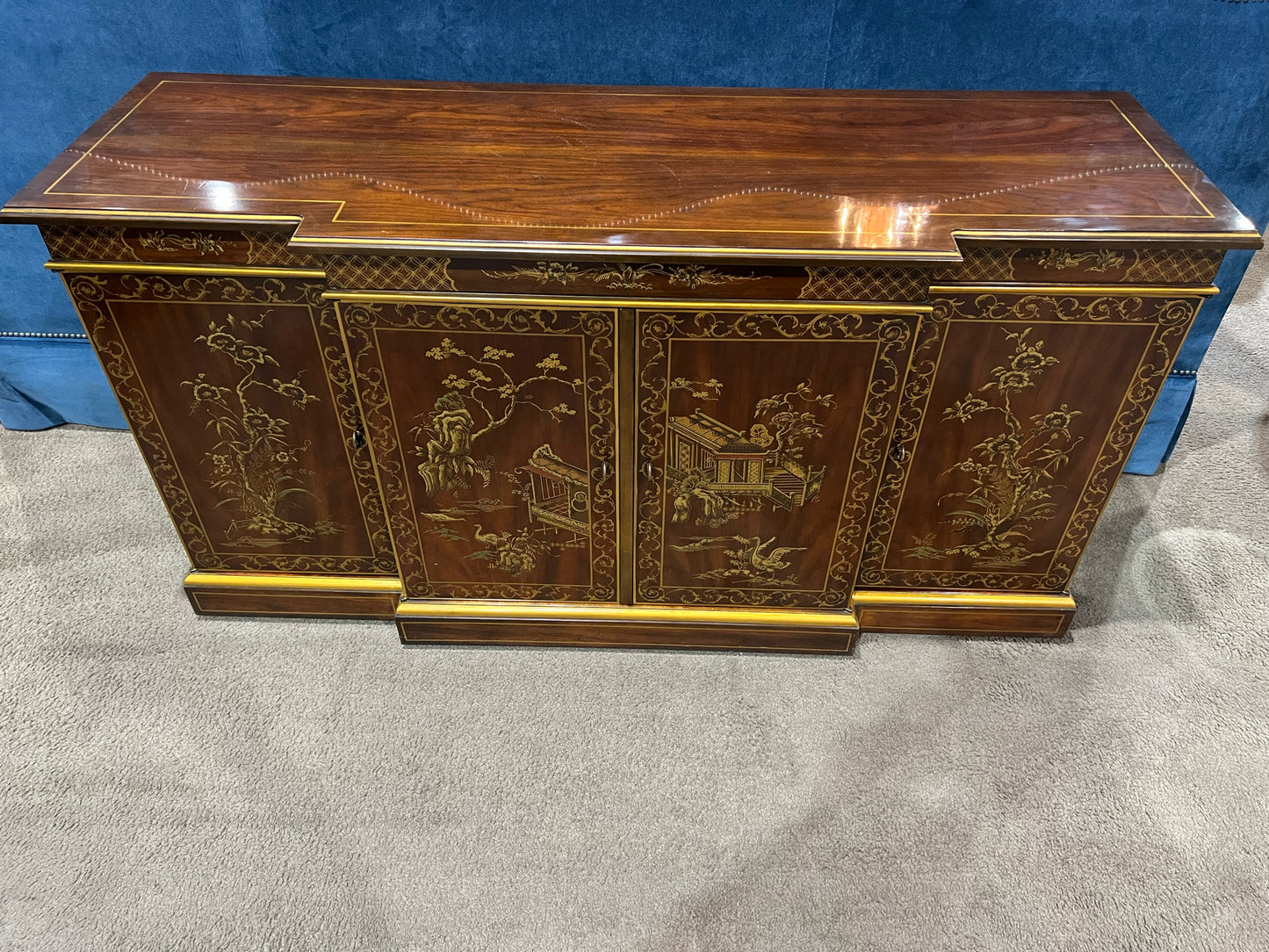 Drexel Heritage 4 Door Asian Style Wood Media Console