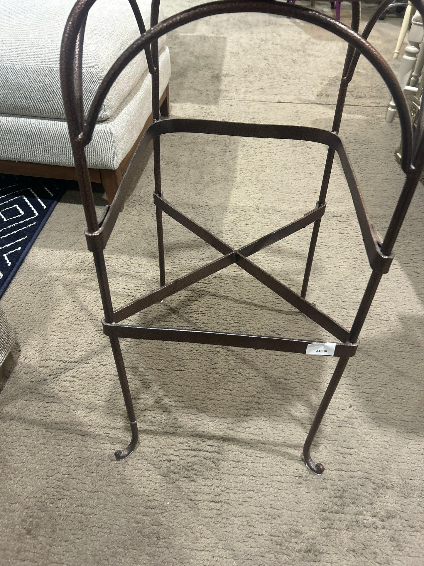 John Risley Style Pink Iron Bar Stool