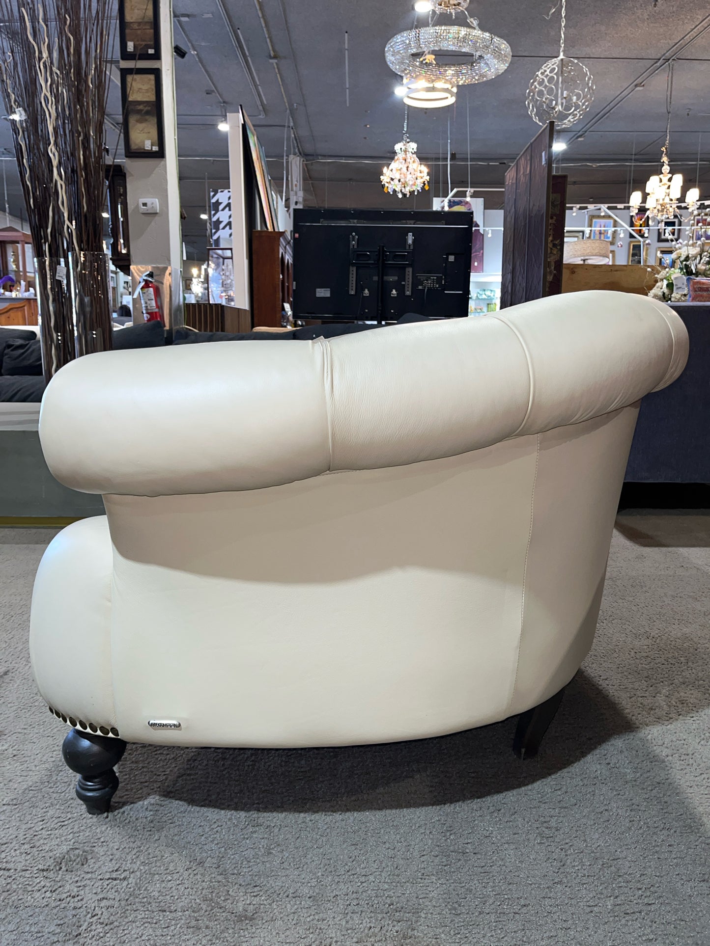 Natuzzi Cream Chesterfiled Sofa