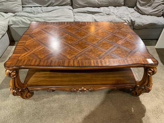 Acme Furniture 2 Tier Ornate Dark Wood Coffee Table