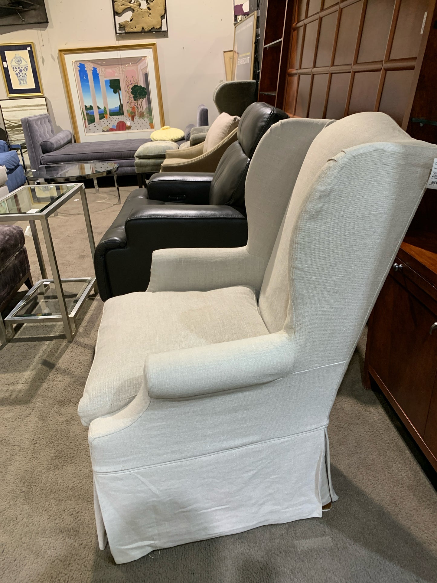 Beige Linen Armchair