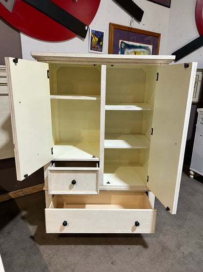 Cream 2 Door 3 Drawer Wood Armoire