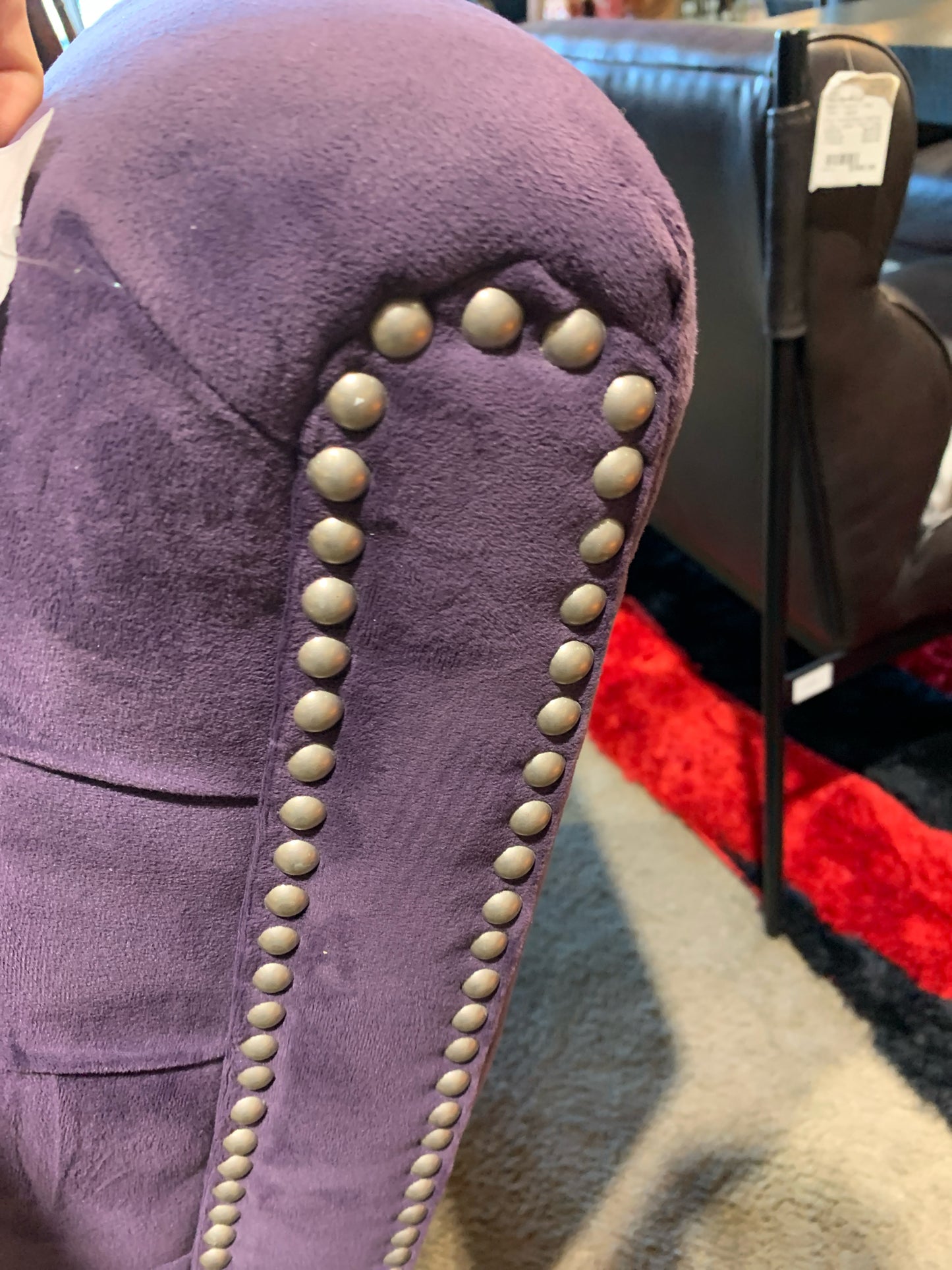 Purple Tufted Velvet Chaise w/ Nailhead Trim