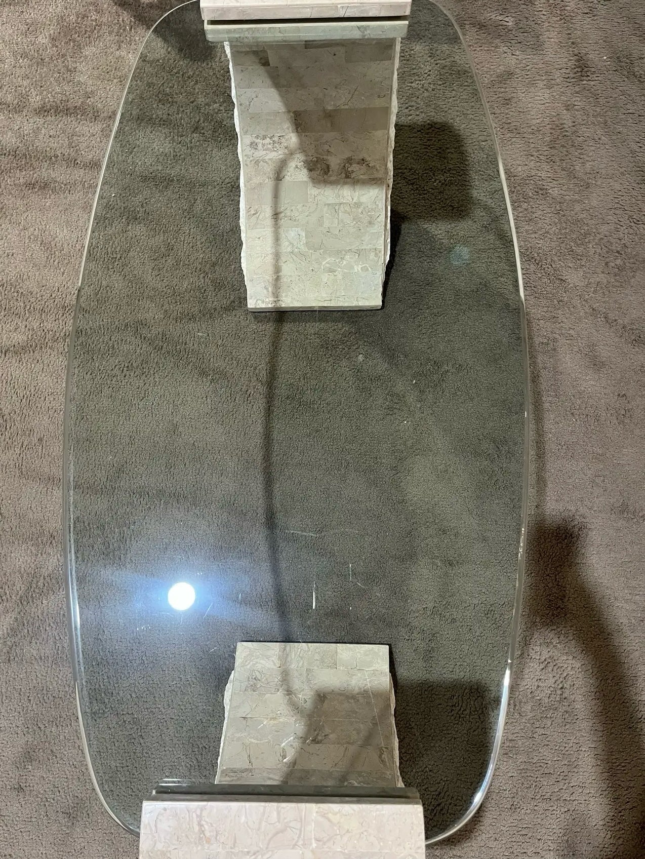 1990's Magnussen Tessellated Stone Console Table