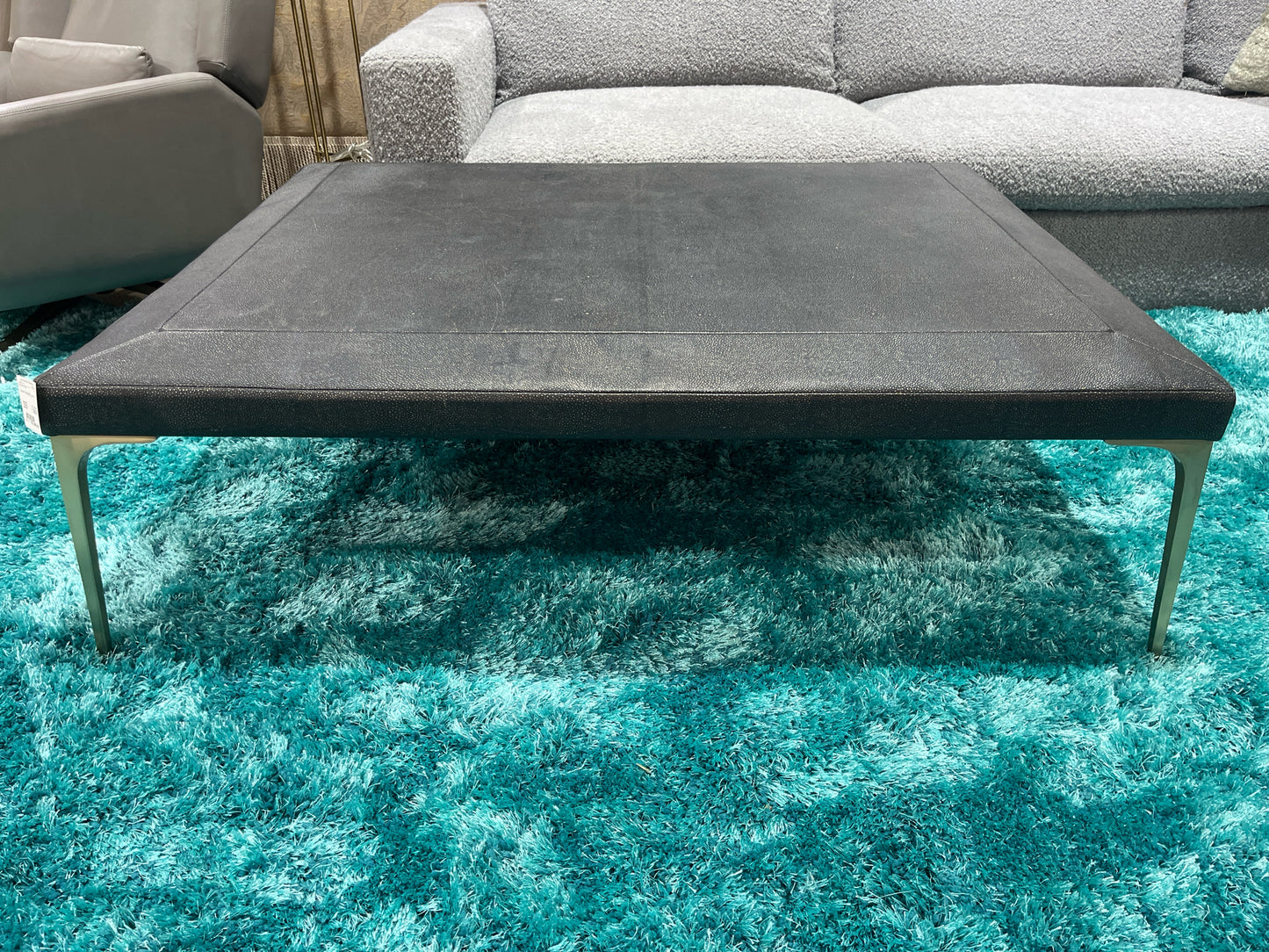 Black Shagreen Leather Coffee Table