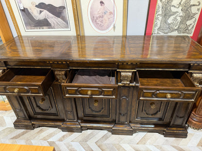 Marge Carson 3 Drawer 3 Door Carved Wood Credenza