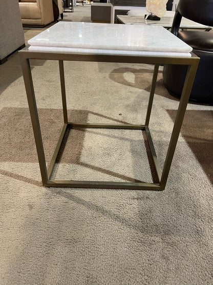 Alder & Tweed White Marble Top & Metal Frame "Beckett" Side Table