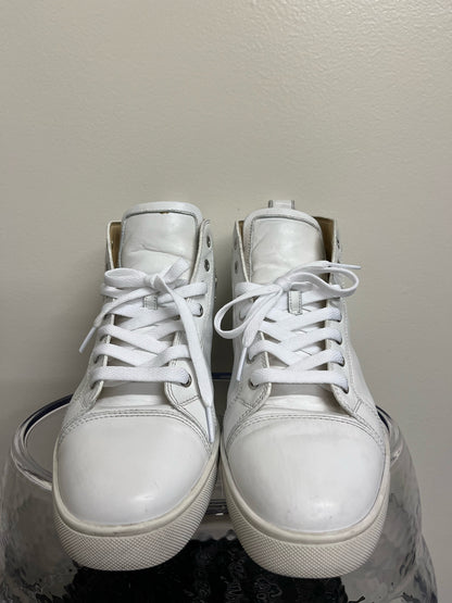 Christian Louboutin White Calf Leather High-Top Sneakers