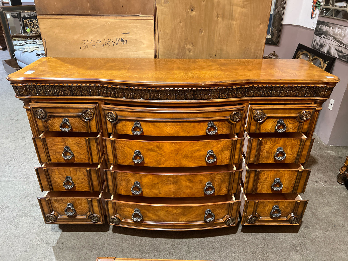 Pulaski Brown Wood Ornate Dresser