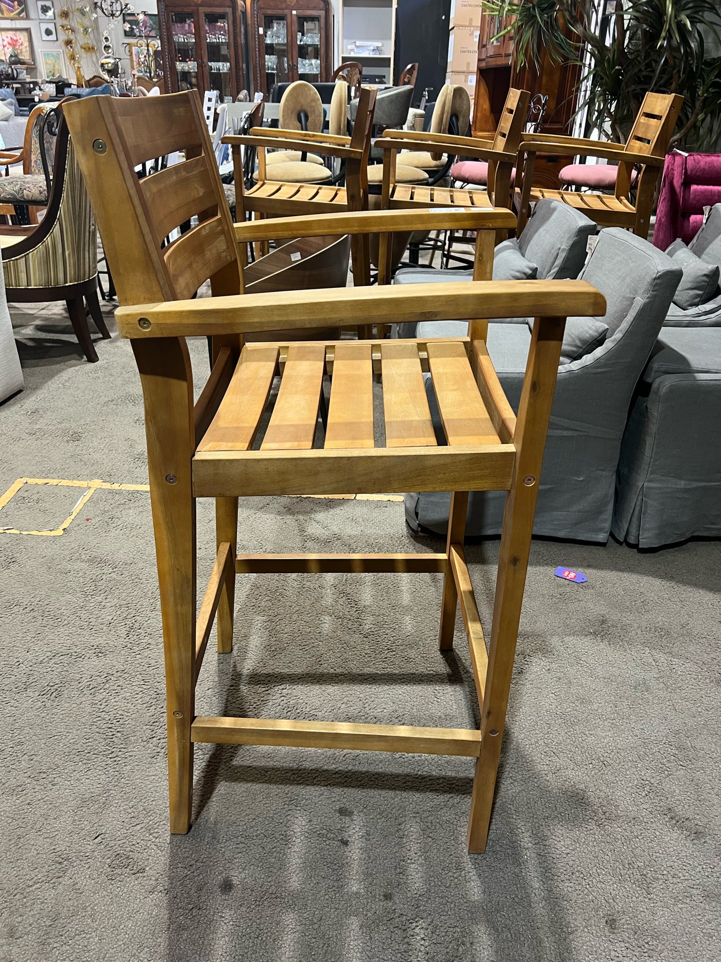 Tan Teak Bar Stool