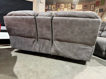Gray Electric Reclining Suede Sofa