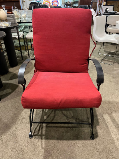 Black Wrought Iron Frame & Red Cushion Patio Chair