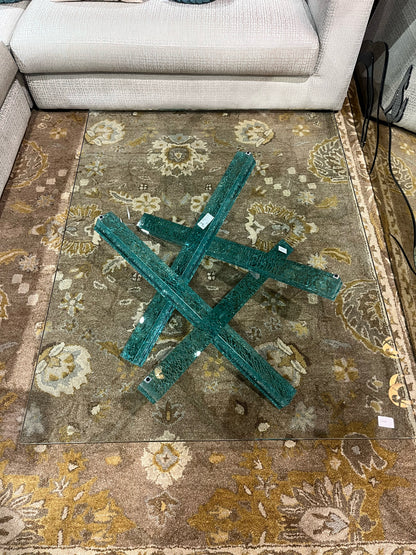 Abstract Crackled Glass "Jack Base" Coffee Table