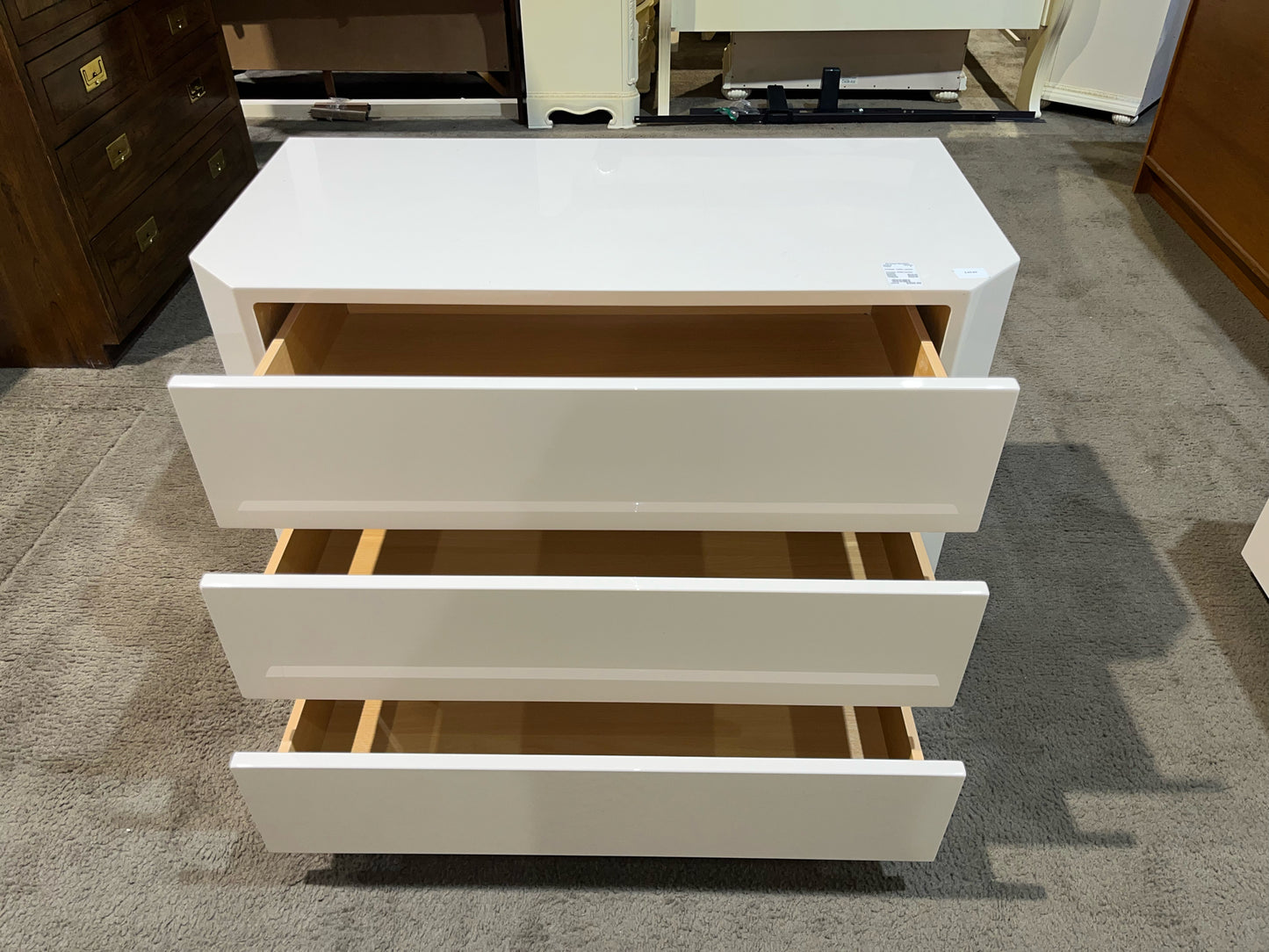 3 Drawer Vanilla Lacquer Dresser